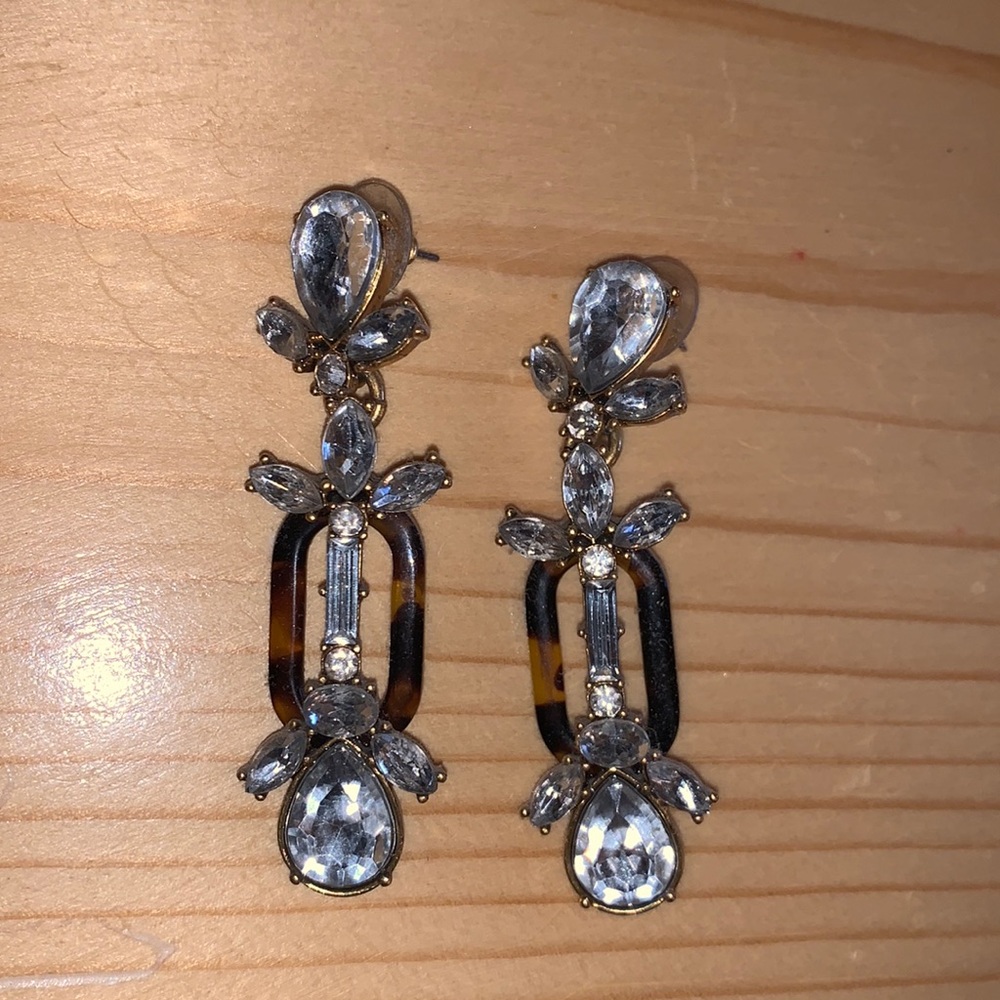 J Crew Tortoise & Crystal Earrings